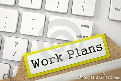 Folder Index with Work Plans. 3D. Stock Photo