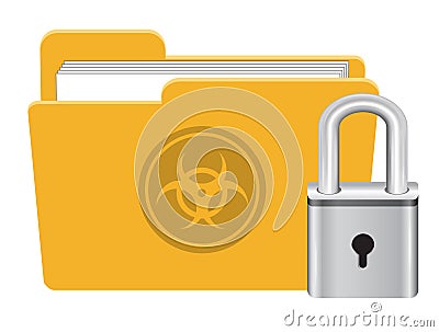 Folder infected virus with master key lock icon vector Vector Illustration