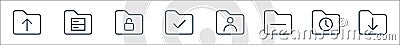folder line icons. linear set. quality vector line set such as download, clock, minus, user, checklist, lock, database Vector Illustration