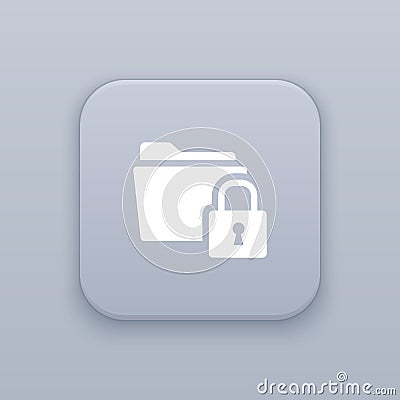Folder, Lock button, best vector on a gray background, EPS 10 Vector Illustration