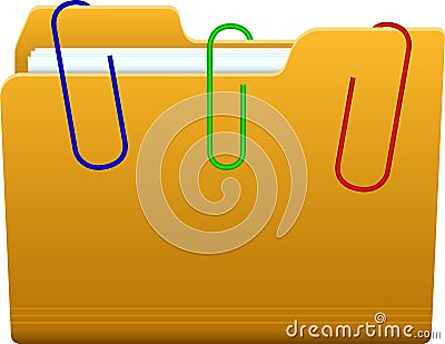 Folder with paperclip Vector Illustration