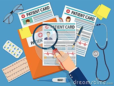 Folder with patient card Vector Illustration