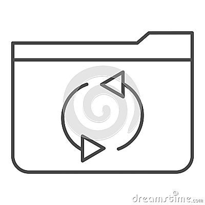 Folder refresh thin line icon. Update folder vector illustration isolated on white. Computer folder outline style design Vector Illustration