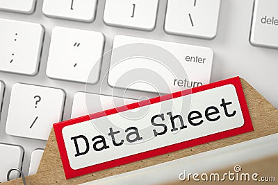 Folder Register with Data Sheet. 3D. Stock Photo