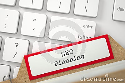 Folder Register with SEO Planning. 3D. Stock Photo