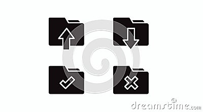 Folder related line icon set. File documents linear Vector Illustration