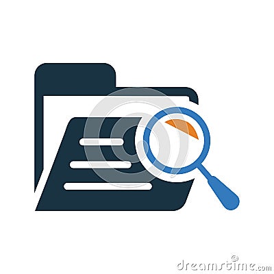 Folder, search, document icon. Simple flat design concept Vector Illustration