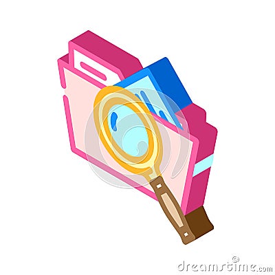 folder searchmagnifying glass isometric icon vector illustration Vector Illustration