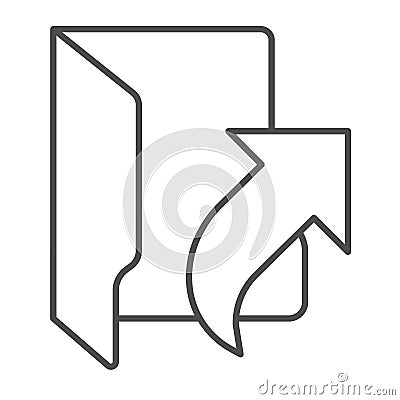 Folder with shortcut thin line icon, windows pack concept. Vector graphics. Up arrow linked folder sign on white Vector Illustration