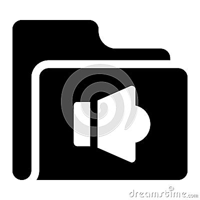 Folder speaker glyphs icon Stock Photo