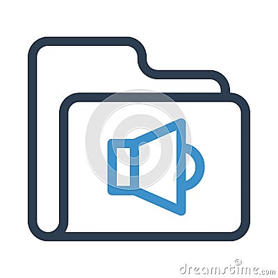 Folder speaker Line icon Vector Illustration