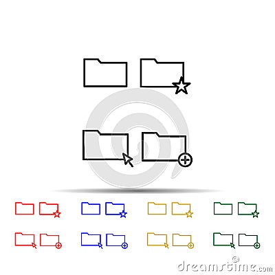 folder, star, plus, touch sign multi color style icon. Simple thin line, outline vector of web icons for ui and ux, website or Stock Photo