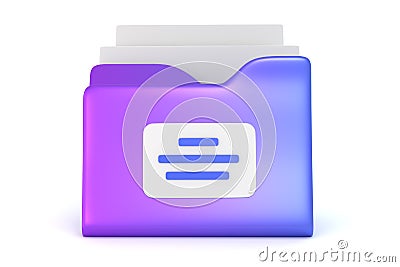 Folder for storage documents front view 3D render Cartoon Illustration