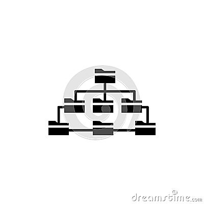 Folder tree icon set. directory structure vector symbol. data sub folder hierarchy pictogram in black filled and outlined style Vector Illustration