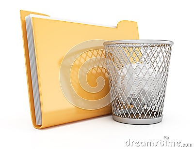 Folder and wastepaper basket Cartoon Illustration