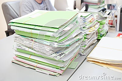 Folders on desk Stock Photo