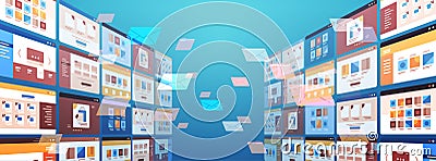 Folders mail envelopes cloud internet data file icon documents browser window operating system user interface Vector Illustration