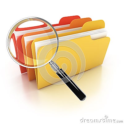 Folders search 3d icon Stock Photo