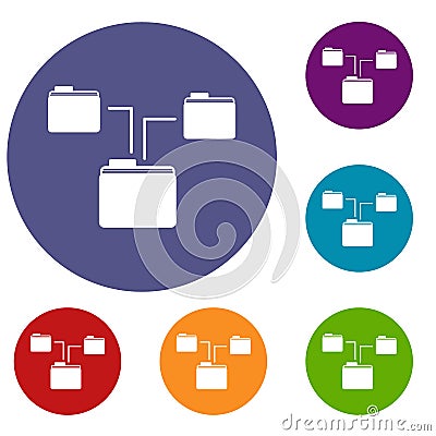 Folders structure icons set Vector Illustration