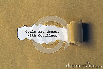 goals are dreams with deadlines on paper Stock Photo