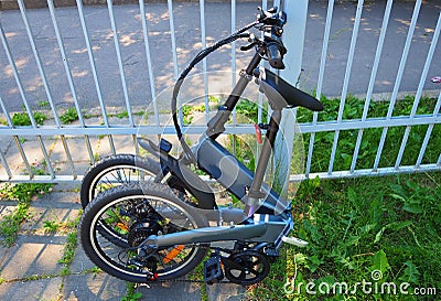 Folding bike for the city. City Bike Type with Folding frame Editorial Stock Photo