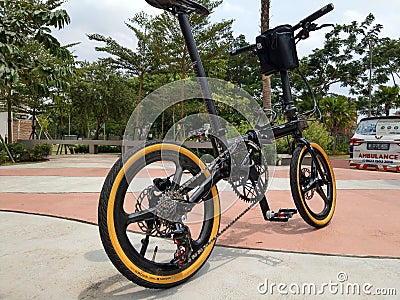 Folding bike hazy Editorial Stock Photo
