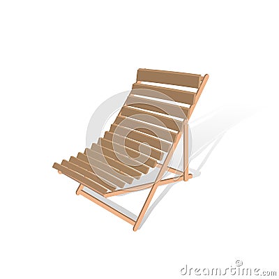 Wooden folding chair isolated on white Cartoon Illustration