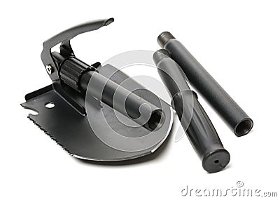 Folding camping shovel Stock Photo