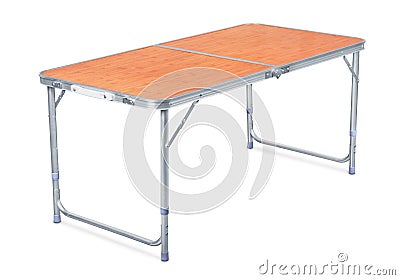 Folding camping table Stock Photo