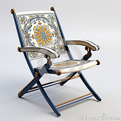 Ornate Folding Armchair With Solarization Effect Design Stock Photo