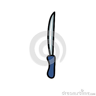 Folding knife. Hand drawn vector illustration in doodle style on white background. Isolated black outline. Camping and Vector Illustration