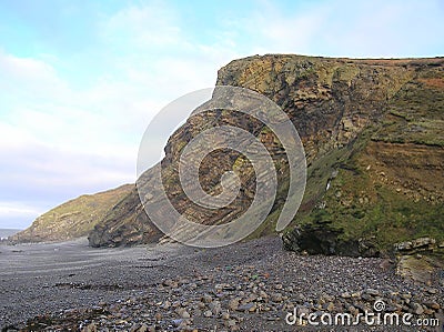 Folding rock strata on north Cornish coast Stock Photo