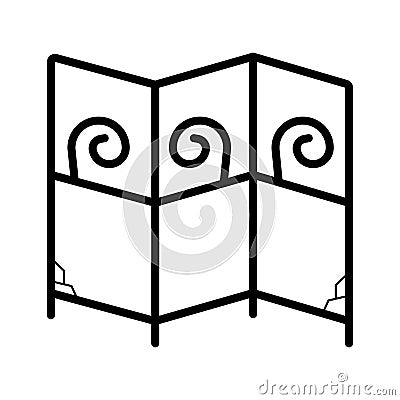 Folding screen icon Cartoon Illustration