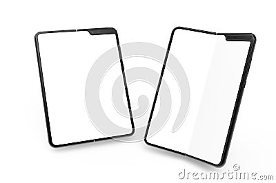 Folding Smart phone empty screen front view on the white background Stock Photo