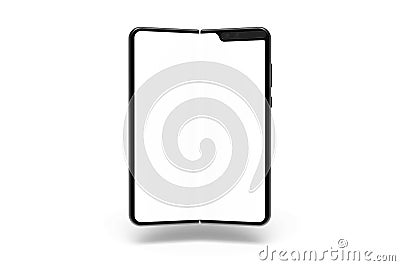 Folding Smart phone empty screen front view on the white background Stock Photo