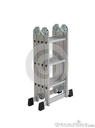 Metal folding step ladder isolated Stock Photo