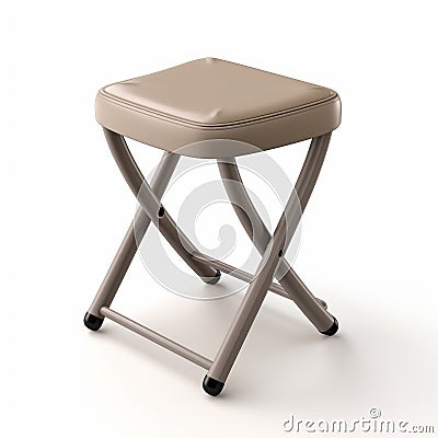 3d Folding Stool Model 5151913 - Realistic Render In Light Bronze And Beige Stock Photo