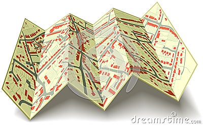 Folding street map Vector Illustration