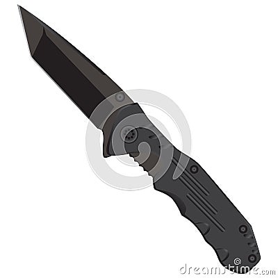 Folding Tactical Knife Vector Illustration