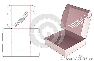 Folding tin box with stenciled halftone dots die cut template Vector Illustration