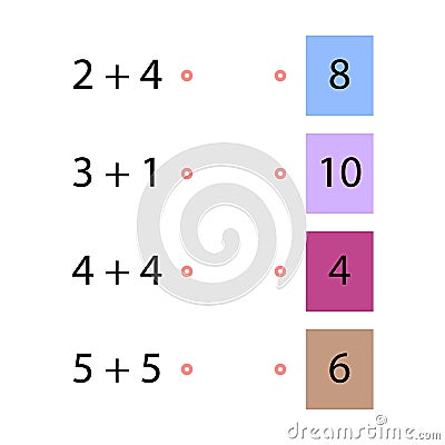 Folding trainer. Choose the correct answer. Addition tables. Fill in the missing numbers. Logic game. Children education Vector Illustration