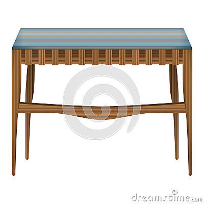 Folding wood table top view in realistic style. Turquoise table top. Home wooden furniture design Vector Illustration