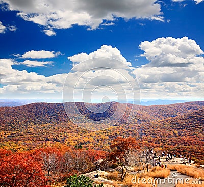 The foliage scenery from the top of Bear Mountain Stock Photo