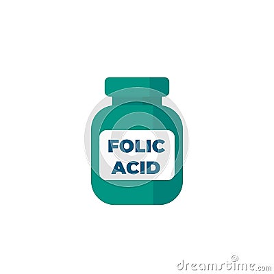 Folic acid bottle icon on white Vector Illustration