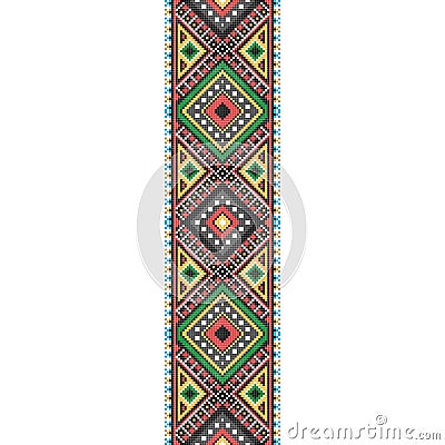 Folk art knitted embroidered good by cross-stitch pattern Vector Illustration