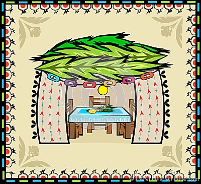 Folk Art Sukkah Vector Illustration