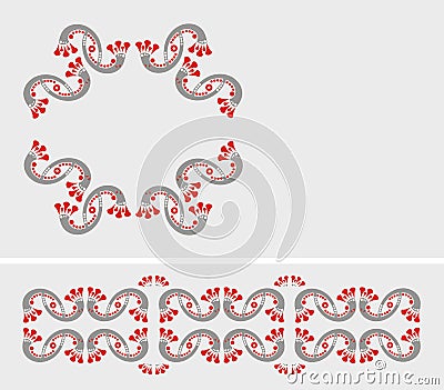 Folk border and mini frame Vector Illustration