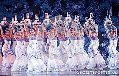 Folk Dance: the blue and white porcelain Editorial Stock Photo