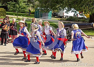 Folk dancers get in the Saltaire Festival spirit Editorial Stock Photo