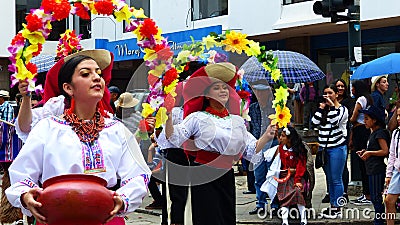 Folk dancers from Otavalo, Ecuador Editorial Stock Photo